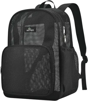 MAY TREE Mesh Backpack for School Beach Swimming Outdoor Fitness, Heavy Duty Mesh Bookbag with Sturdy Mesh Material