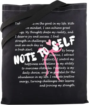 MBMSO Mental Health Gifts Note To-Self Tote Bag Therapist Shoulder Bag Mental Inspirational Gifts Women Therapy Shopping Bag