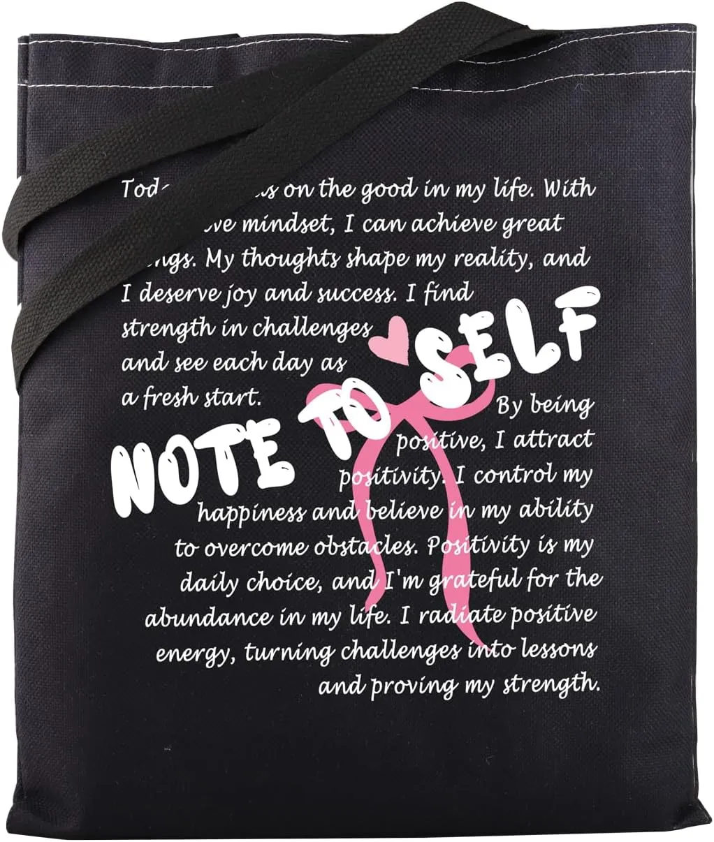 MBMSO Mental Health Gifts Note To-Self Tote Bag Therapist Shoulder Bag Mental Inspirational Gifts Women Therapy Shopping Bag