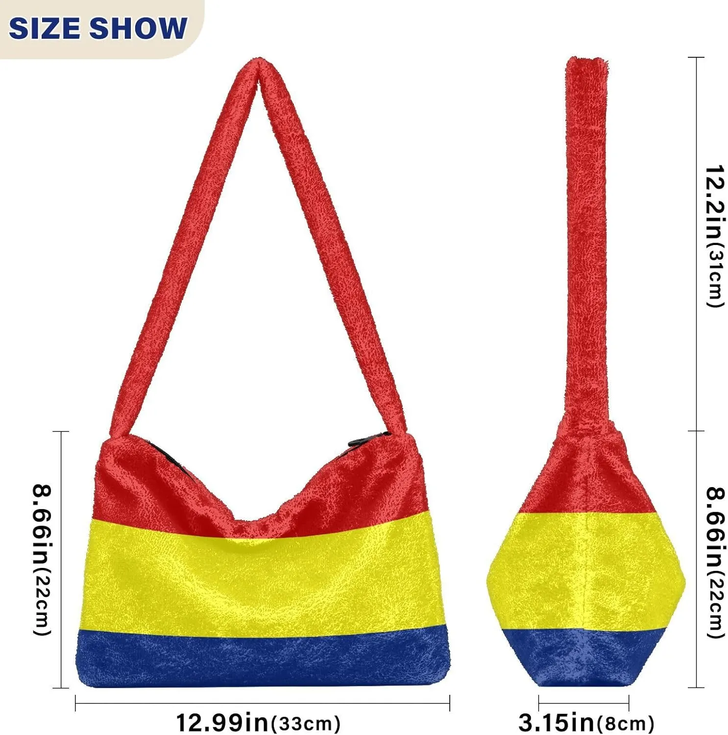 MCHIVER Shoulder Tote Bags for Women Furry Crossbody bag with Zipper Hobo Handbag Purses