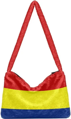 MCHIVER Shoulder Tote Bags for Women Furry Crossbody bag with Zipper Hobo Handbag Purses