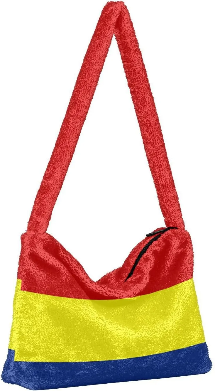 MCHIVER Shoulder Tote Bags for Women Furry Crossbody bag with Zipper Hobo Handbag Purses