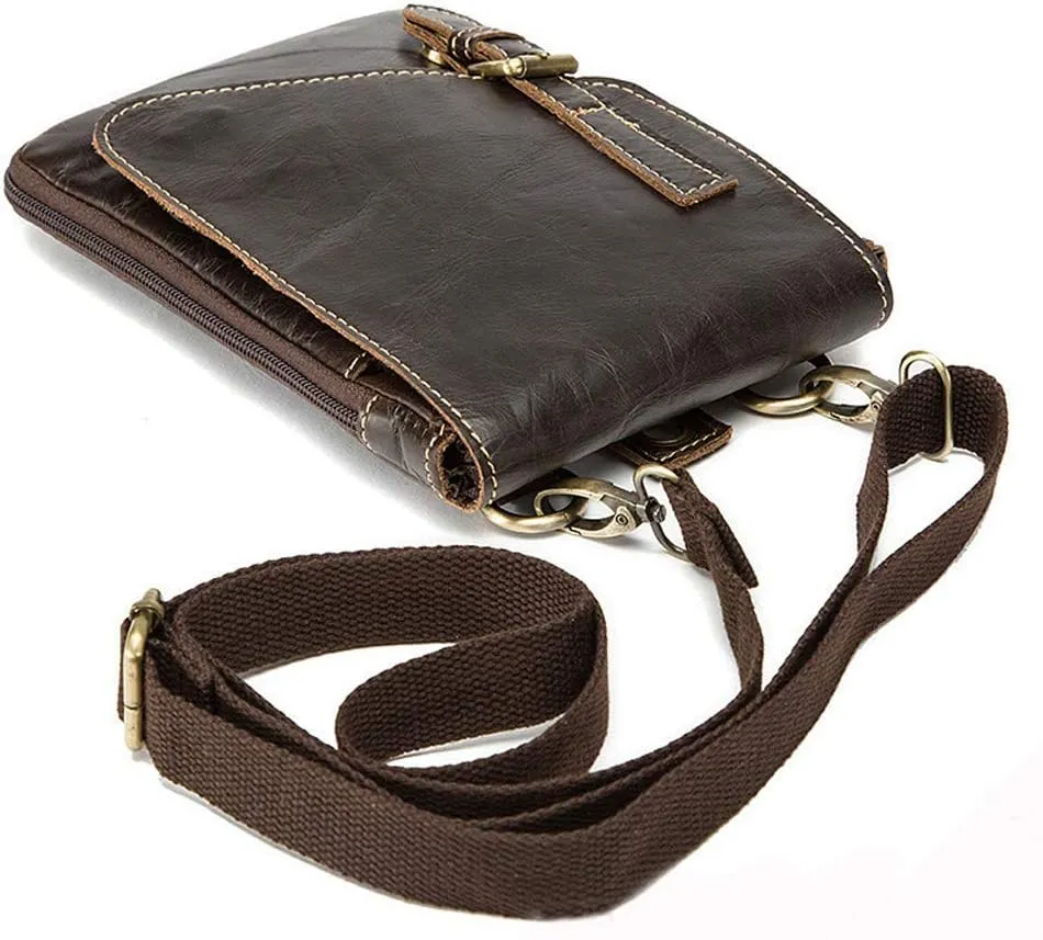 Men Vintage Leather Small Messenger Bag