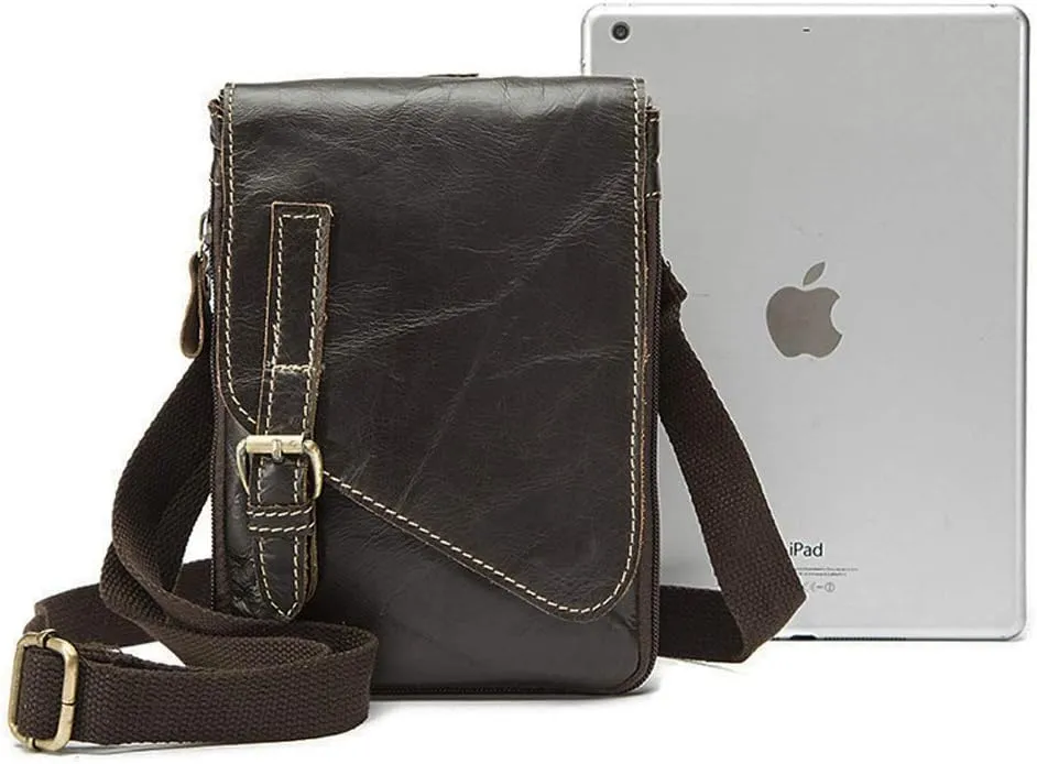 Men Vintage Leather Small Messenger Bag