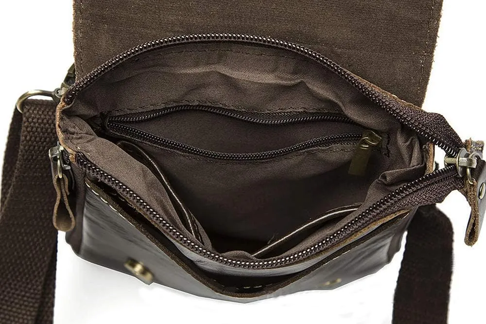 Men Vintage Leather Small Messenger Bag