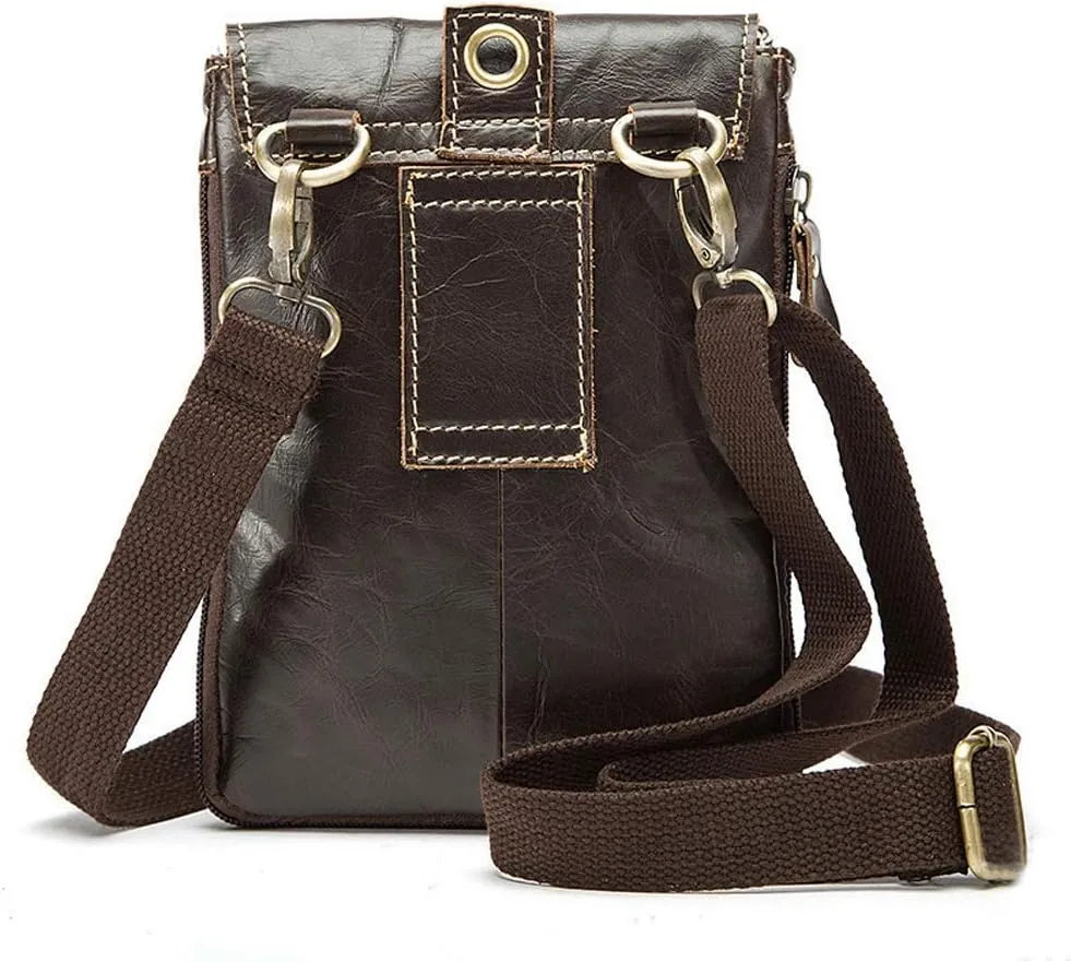 Men Vintage Leather Small Messenger Bag