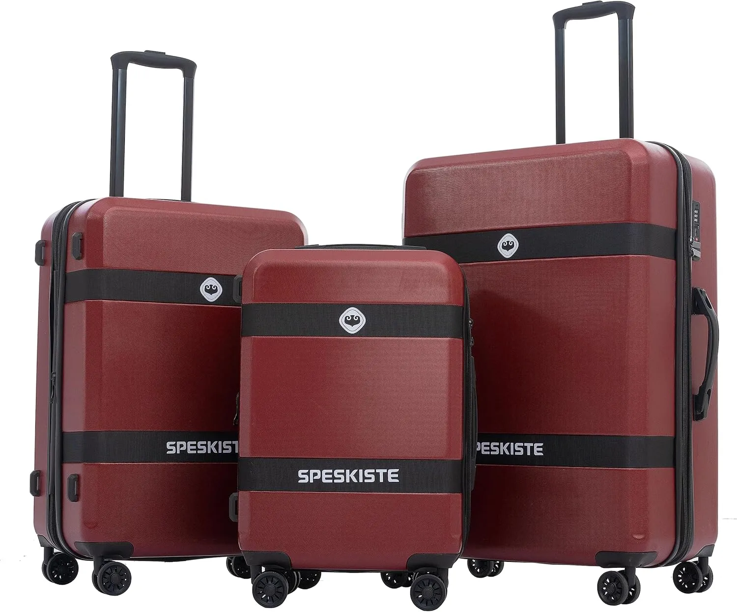 Merax 3 Piece New Model ABS Hardshell Luggage Sets TSA Lock with Spinner Wheel, Wine, 20/24/28 Inch
