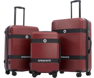 Merax 3 Piece New Model ABS Hardshell Luggage Sets TSA Lock with Spinner Wheel, Wine, 20/24/28 Inch