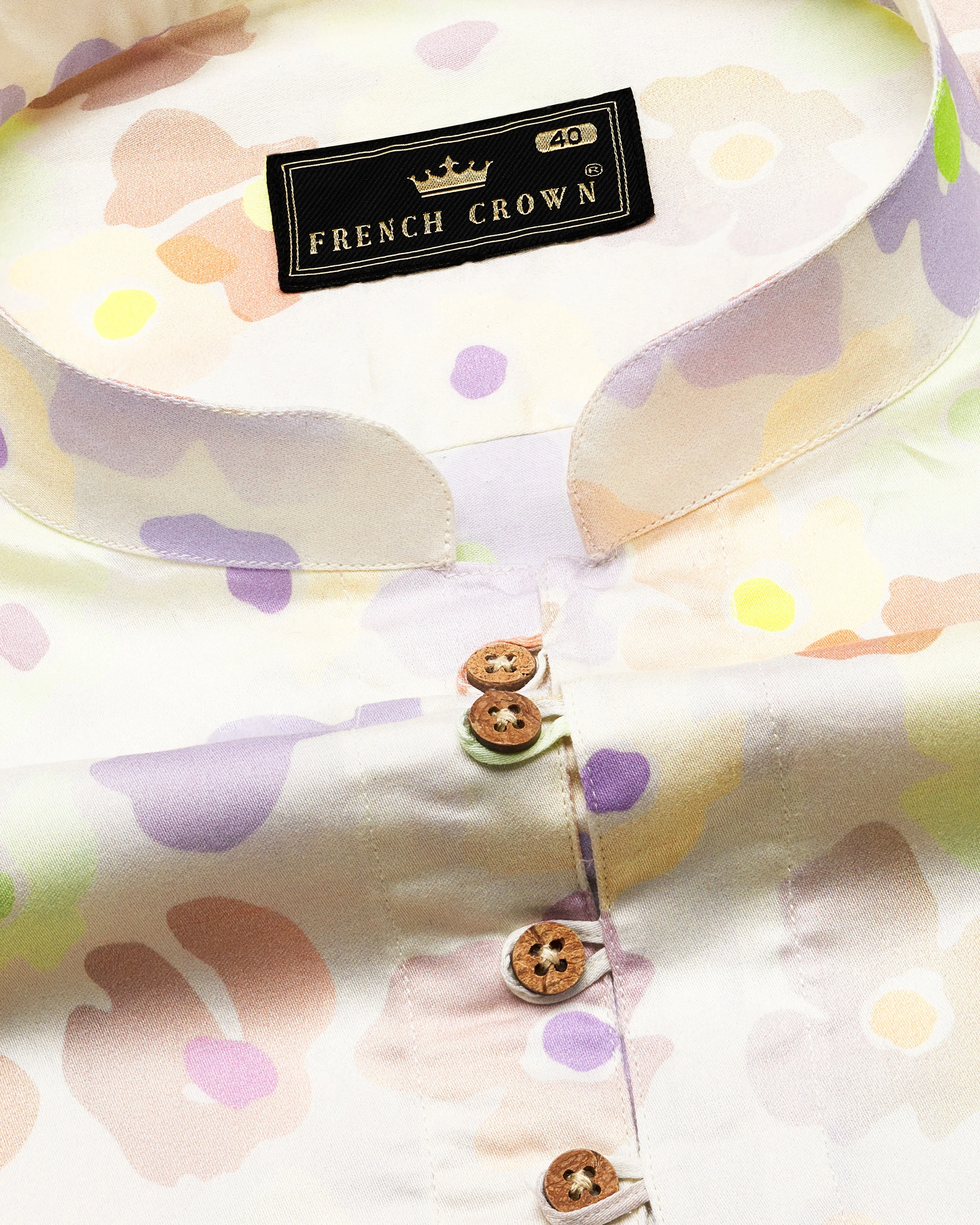 Mercury Cream Multicolour Floral Printed Super Soft Premium Cotton Kurta Shirt
