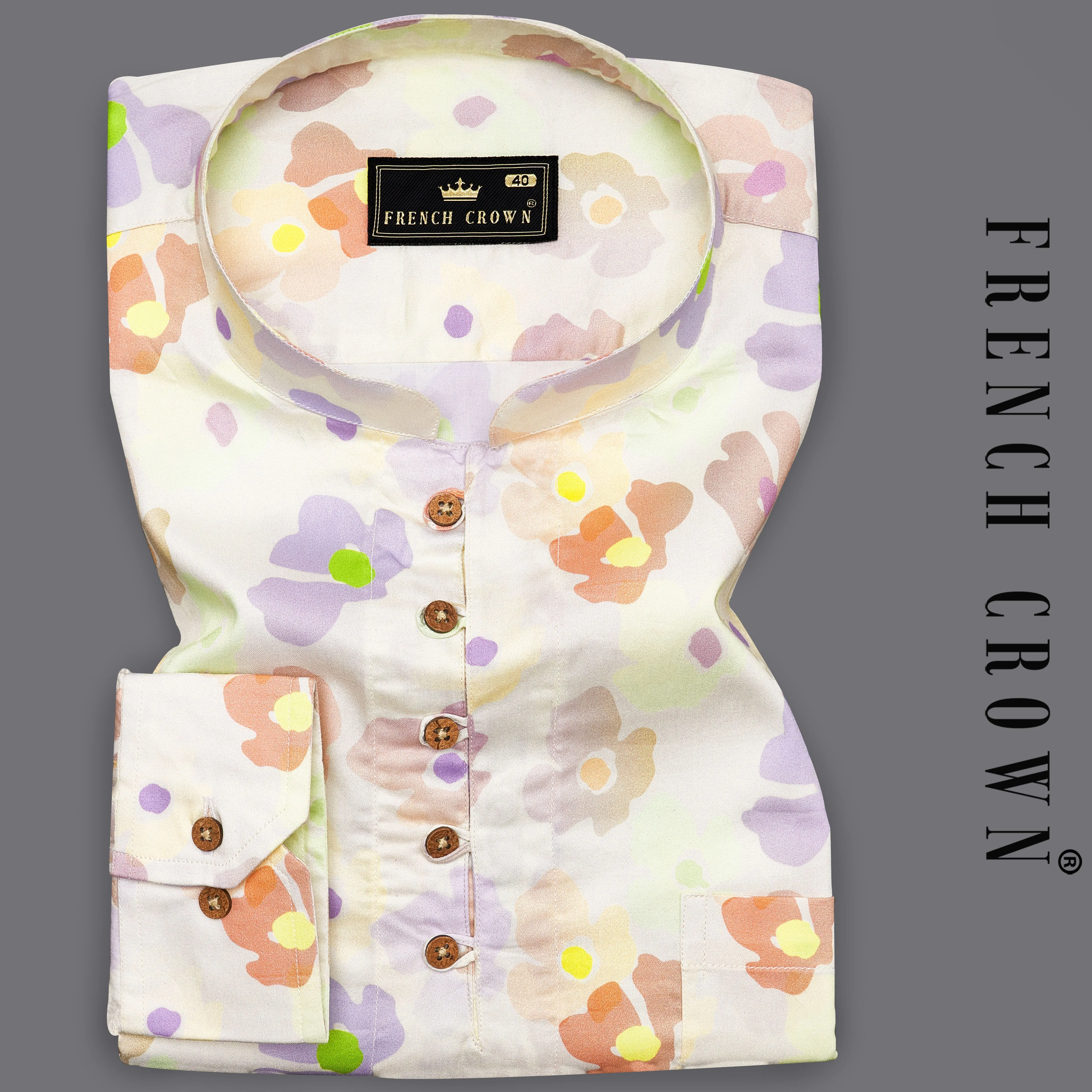 Mercury Cream Multicolour Floral Printed Super Soft Premium Cotton Kurta Shirt