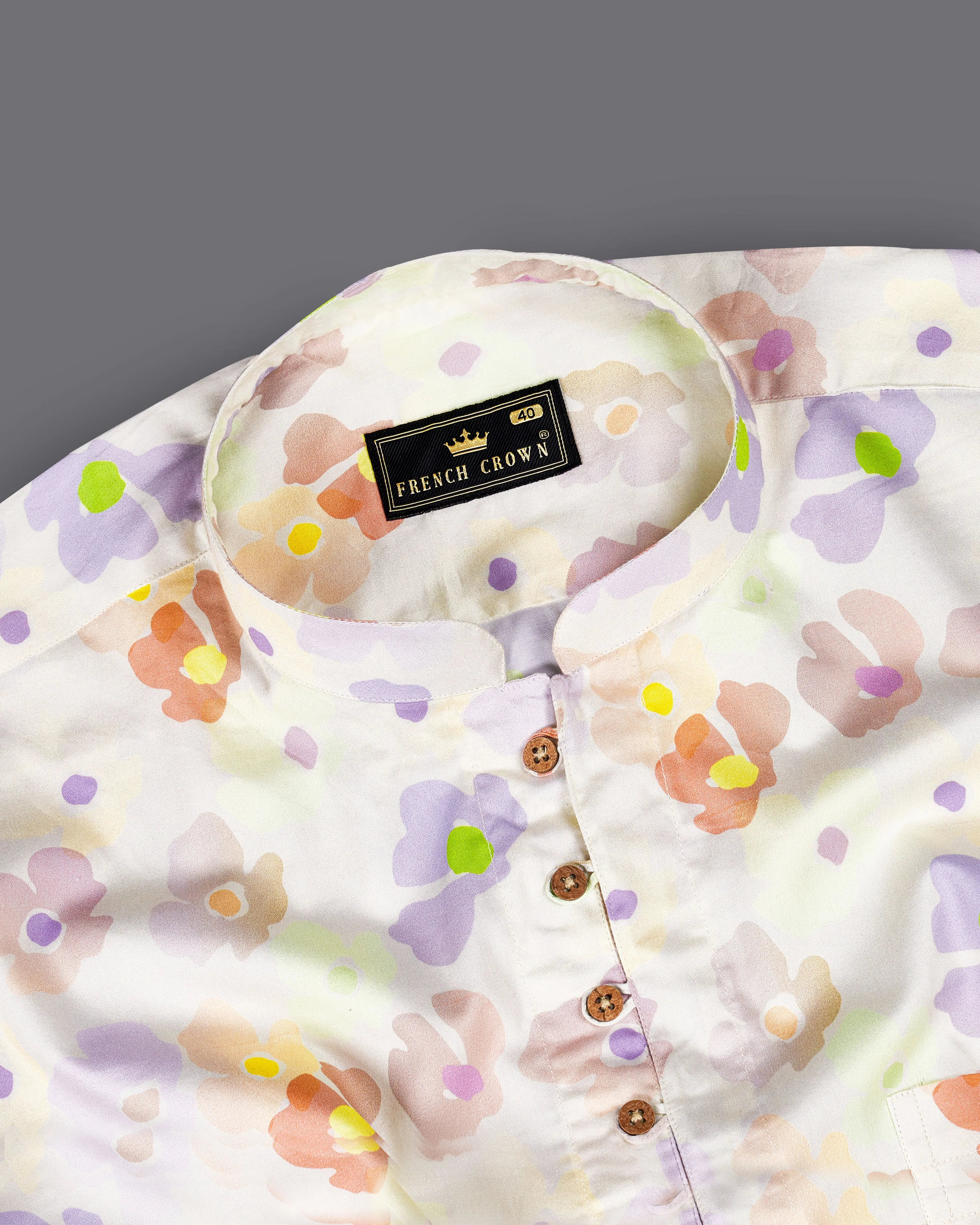 Mercury Cream Multicolour Floral Printed Super Soft Premium Cotton Kurta Shirt
