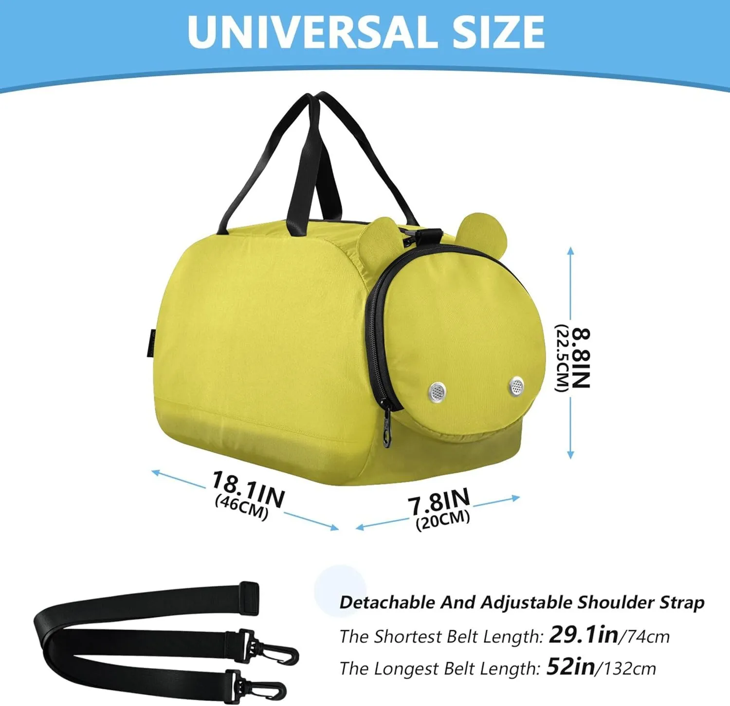 Mimosa Mustard Girls Duffle Bags for Travel Toddler Weekender Bags Boys Carry on Duffel Bag with Shoulder Strap