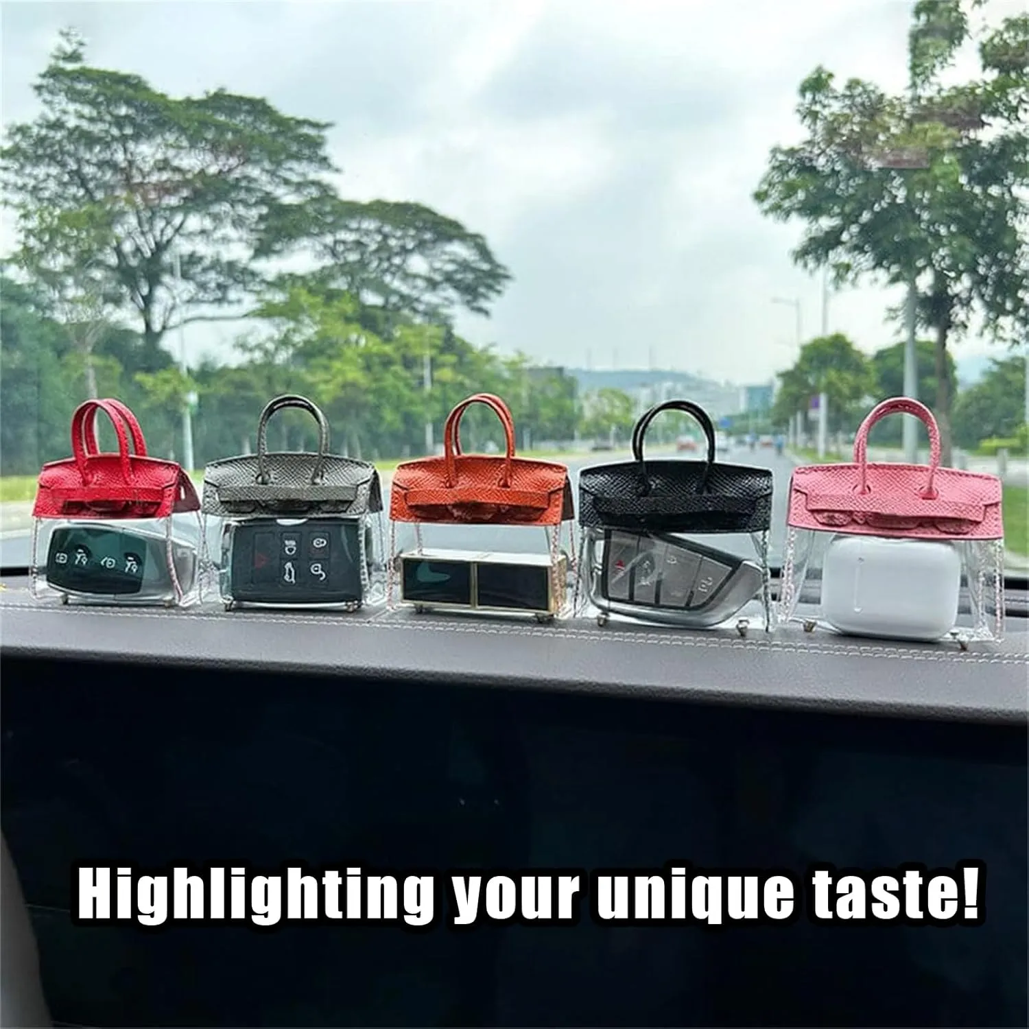 Mini Creative Handbag Design Car keychain,Women Car Key Bag Mini Handbag,Exquisite Transparent Small Handbag,Headphone Bags