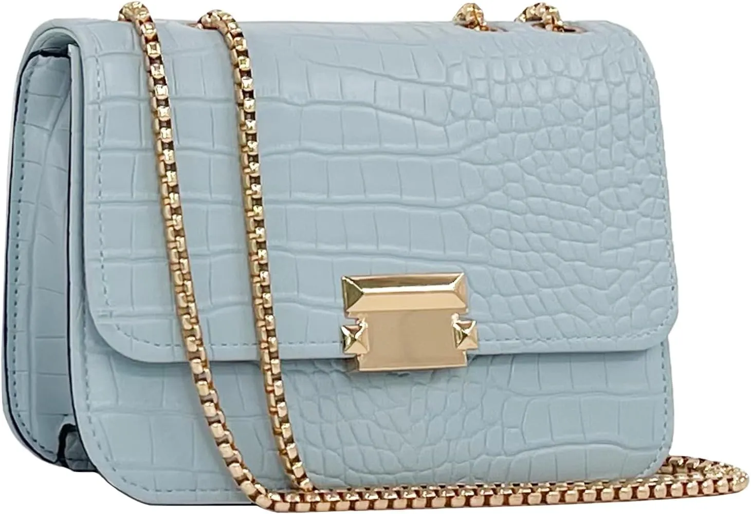 Mini Crocodile Pattern Shoulder Bags for Women with Chain Strap,Small Purses for Women with Flap Closure