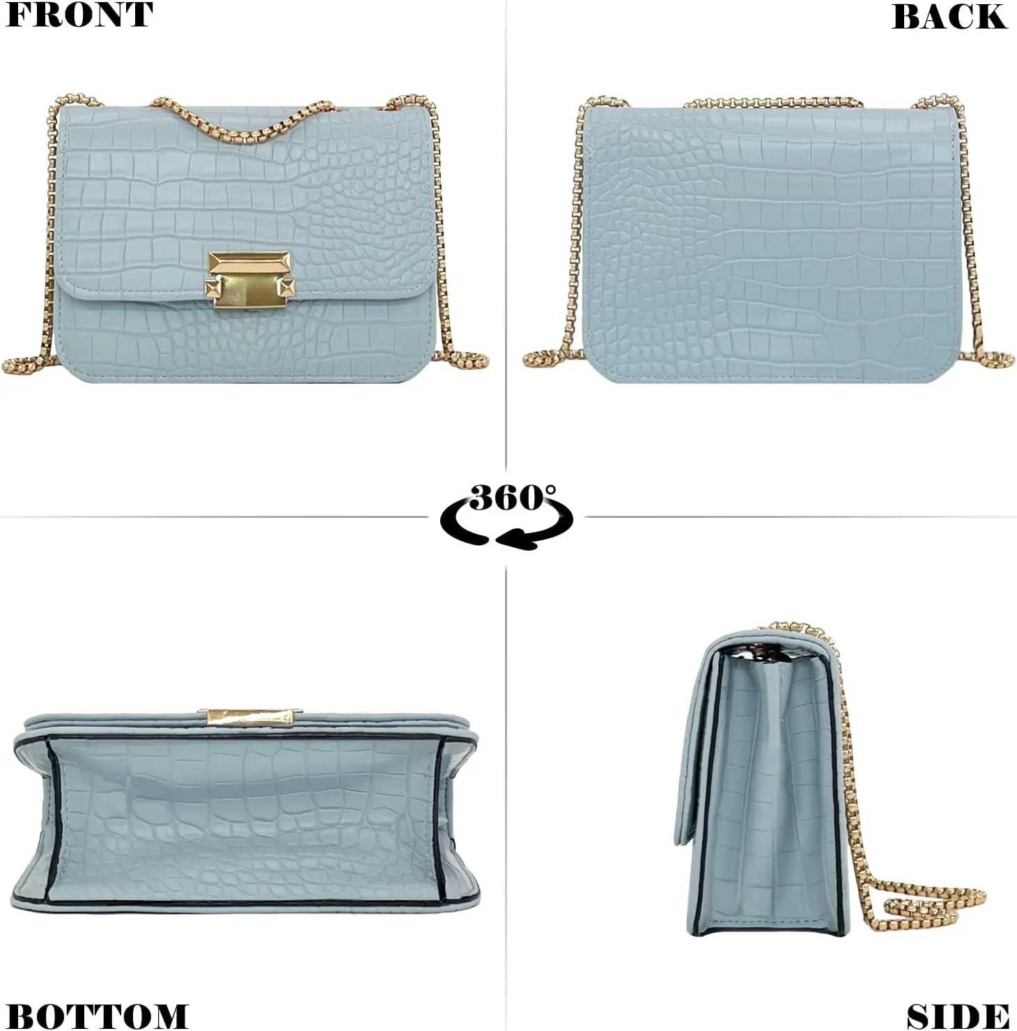 Mini Crocodile Pattern Shoulder Bags for Women with Chain Strap,Small Purses for Women with Flap Closure