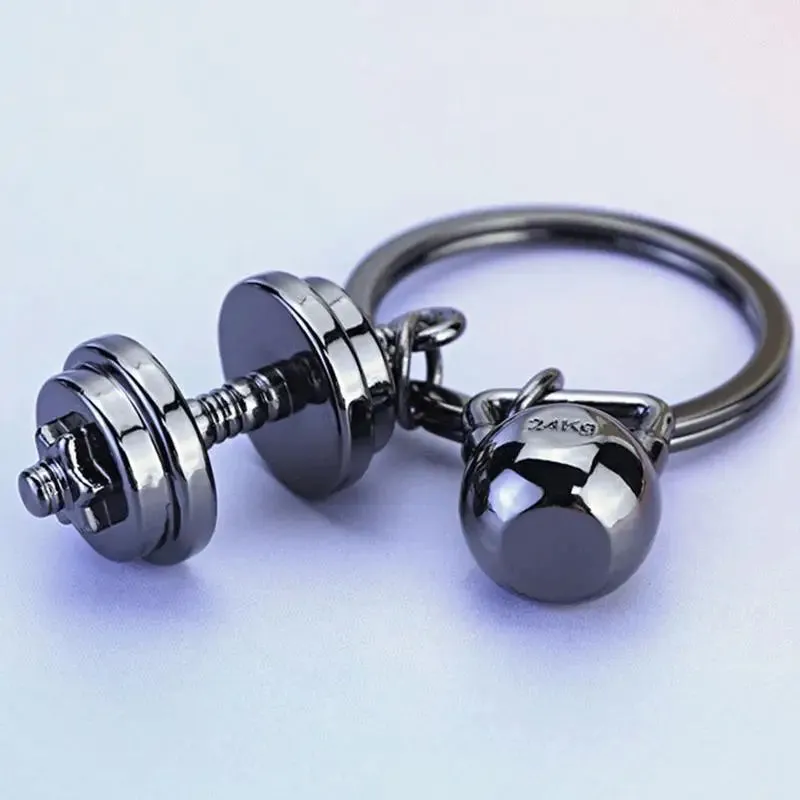 Mini Dumbbell & Kettlebell Keychain