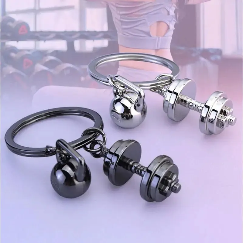 Mini Dumbbell & Kettlebell Keychain