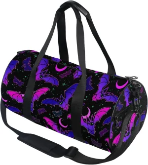 MNSRUU Duffel Bags Purple Bat Gothic Sports Gym Bag Travel Luggage Overnight Bags for Men Women Duffel Bags for Traveling