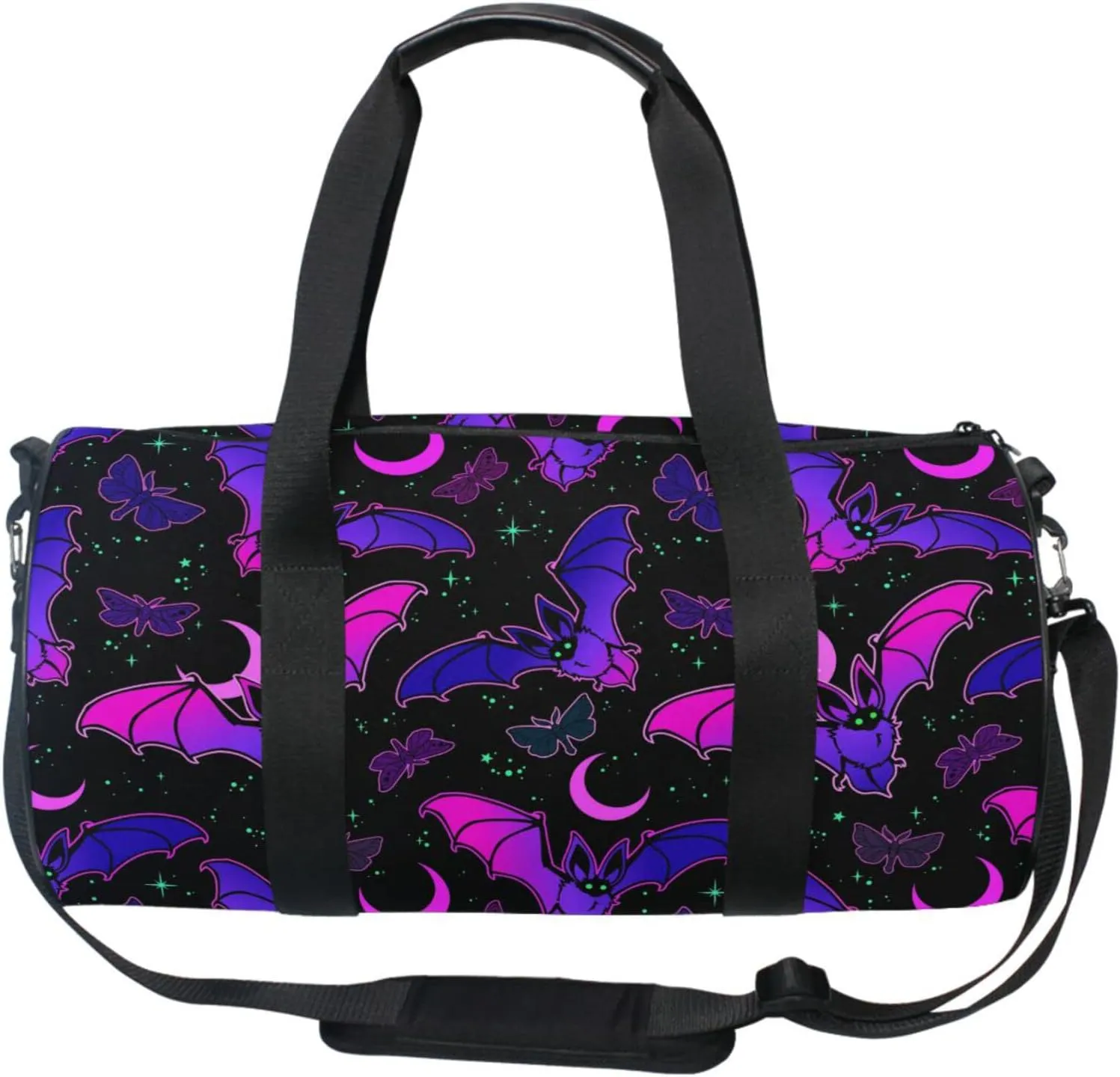 MNSRUU Duffel Bags Purple Bat Gothic Sports Gym Bag Travel Luggage Overnight Bags for Men Women Duffel Bags for Traveling
