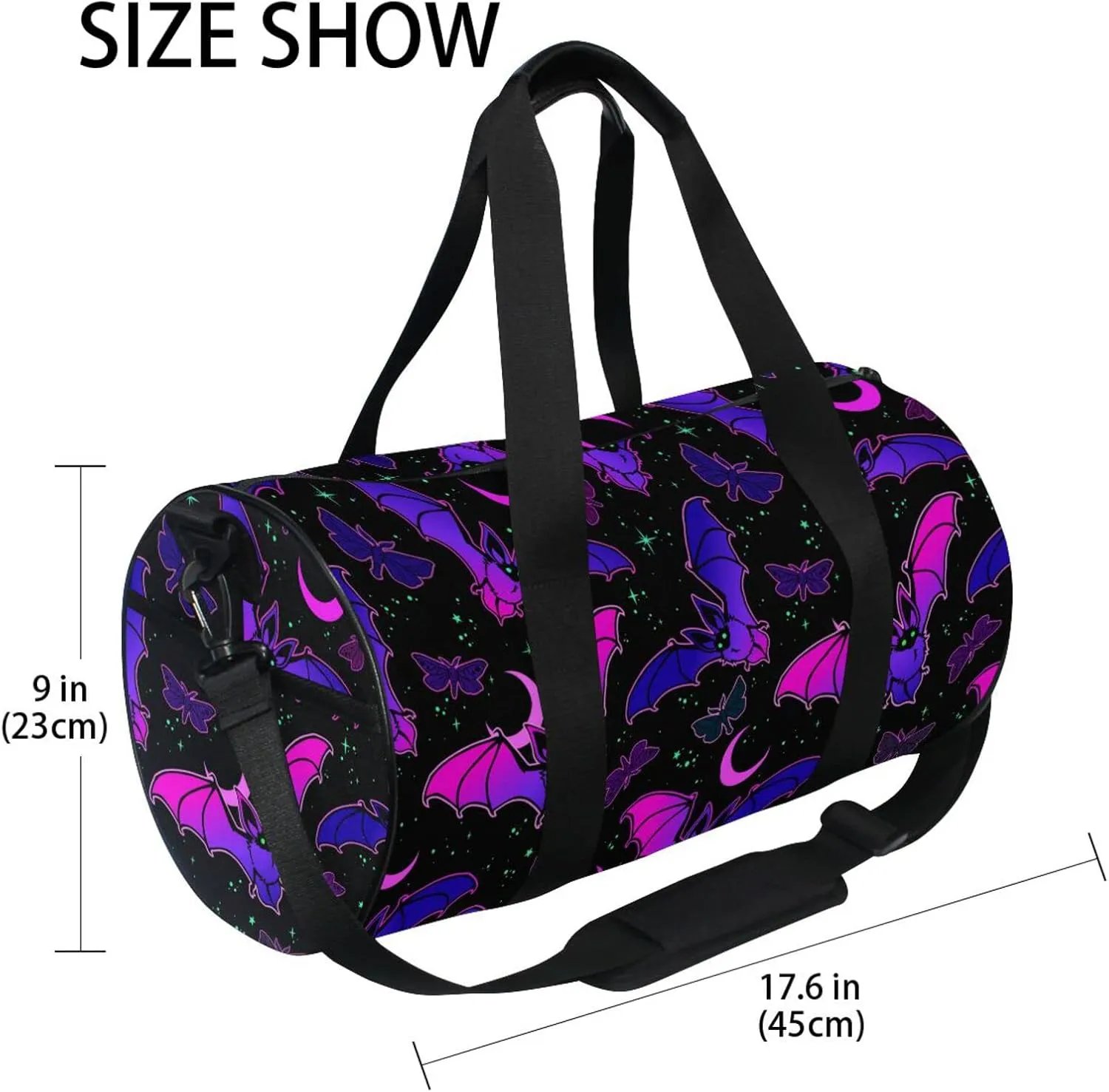 MNSRUU Duffel Bags Purple Bat Gothic Sports Gym Bag Travel Luggage Overnight Bags for Men Women Duffel Bags for Traveling