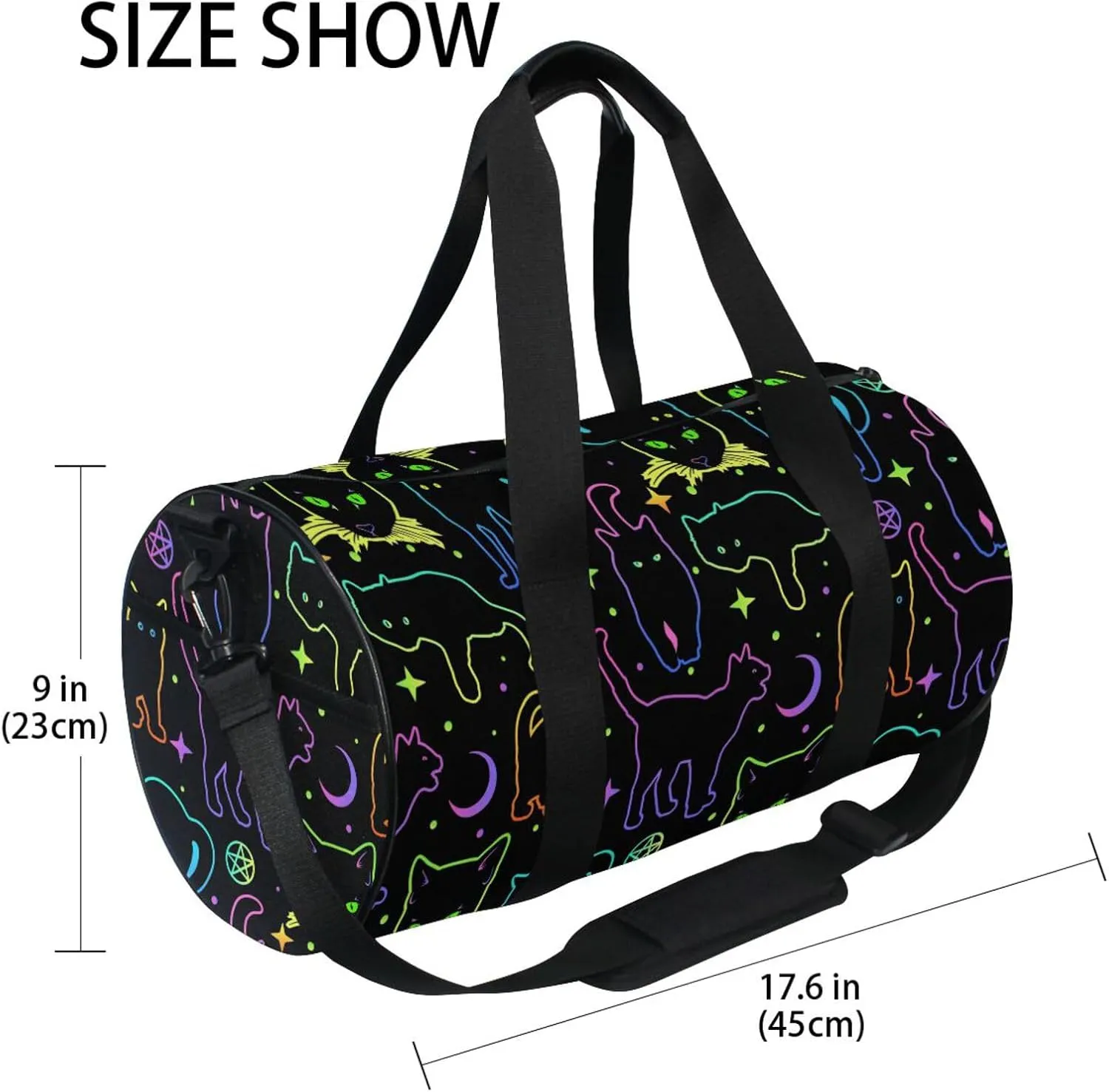 MNSRUU Duffel Bags Witchcraft Black Cats Sports Gym Bag Travel Luggage Overnight Bags for Men Women Duffel Bags for Traveling