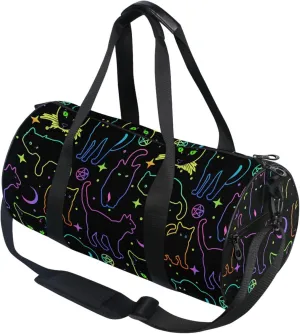 MNSRUU Duffel Bags Witchcraft Black Cats Sports Gym Bag Travel Luggage Overnight Bags for Men Women Duffel Bags for Traveling