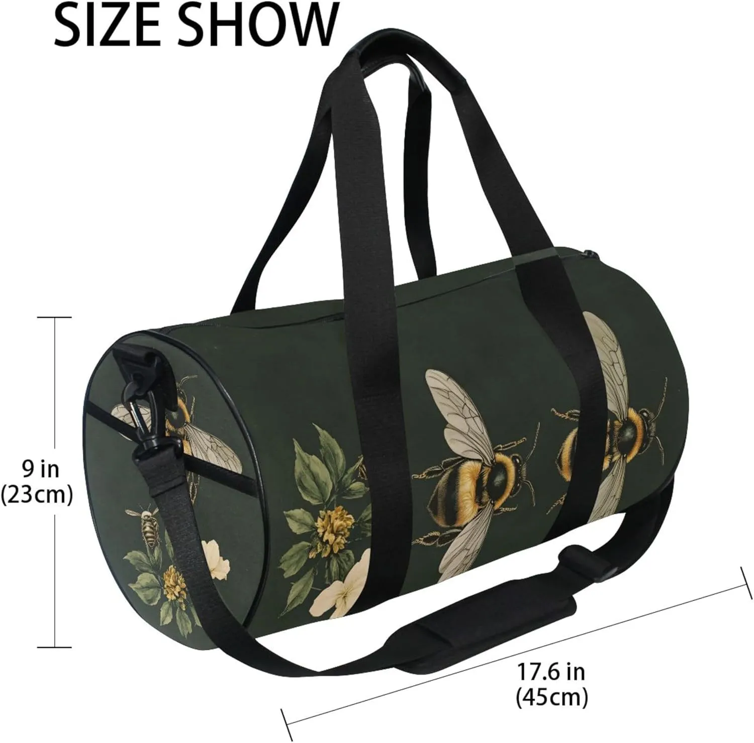 MNSRUU Sports Duffel Bags, Bees Flower Athletic Gym Bag Overnight Workout Travel Tote Luggage for Men Women Yoga
