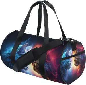 MNSRUU Sports Duffel Bags, Cat Lightning Athletic Gym Bag Overnight Workout Travel Tote Luggage for Men Women Yoga