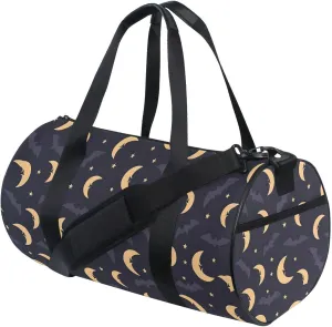 MNSRUU Sports Duffel Bags, Moon and Bats Athletic Gym Bag Overnight Workout Travel Tote Luggage for Men Women Yoga