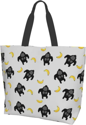 Monkey Tote Shoulder Bag Cute Grocery Bags Storage Handle Shopping Bag Portable Animal Bag