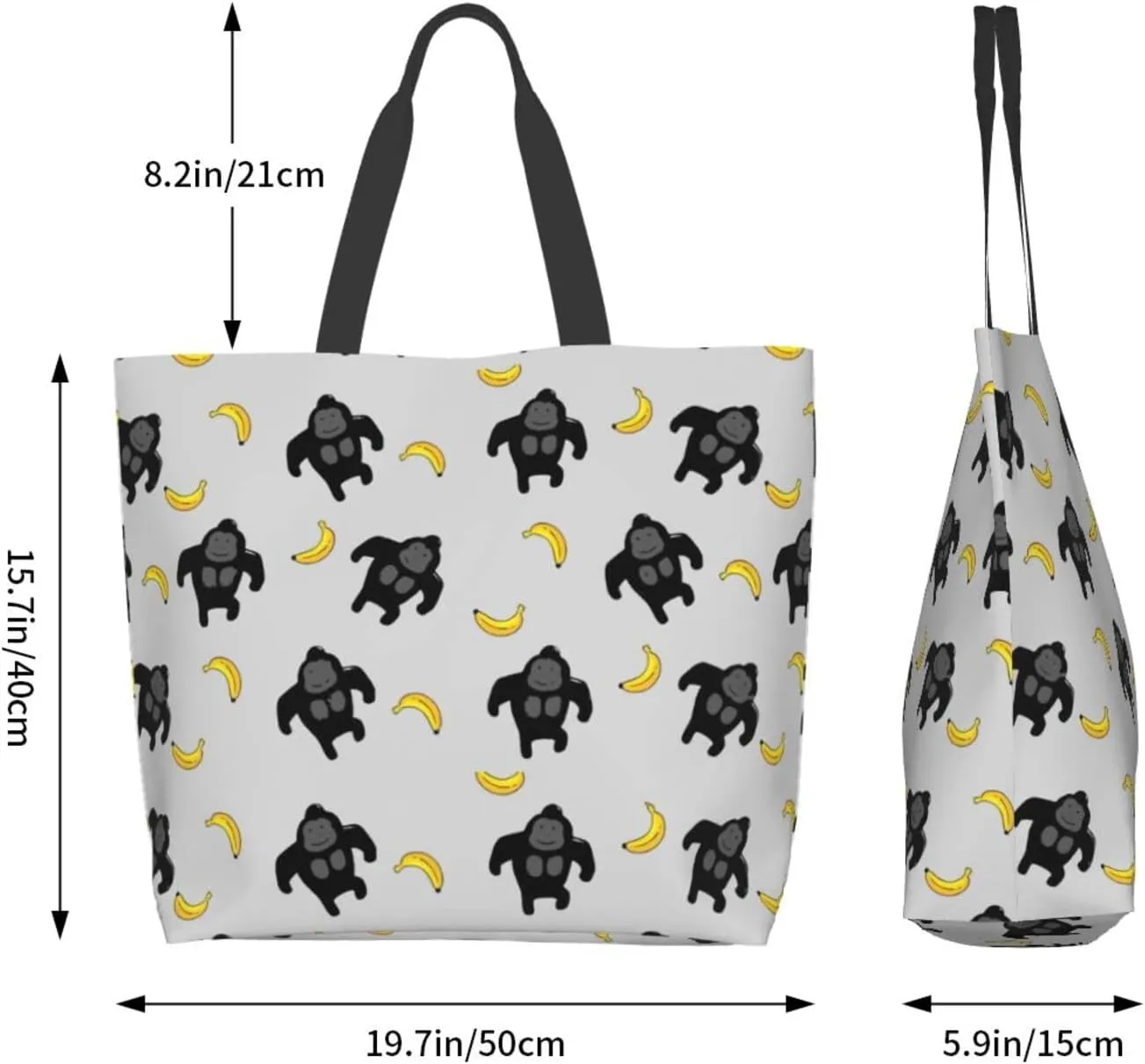 Monkey Tote Shoulder Bag Cute Grocery Bags Storage Handle Shopping Bag Portable Animal Bag