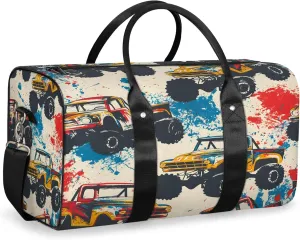 Monster Trucks Cars Travel Bag for Men Women, Gym Duffle Bags for Travel, Carry On Luggage Bag, Weekender Overnight Workout Bags