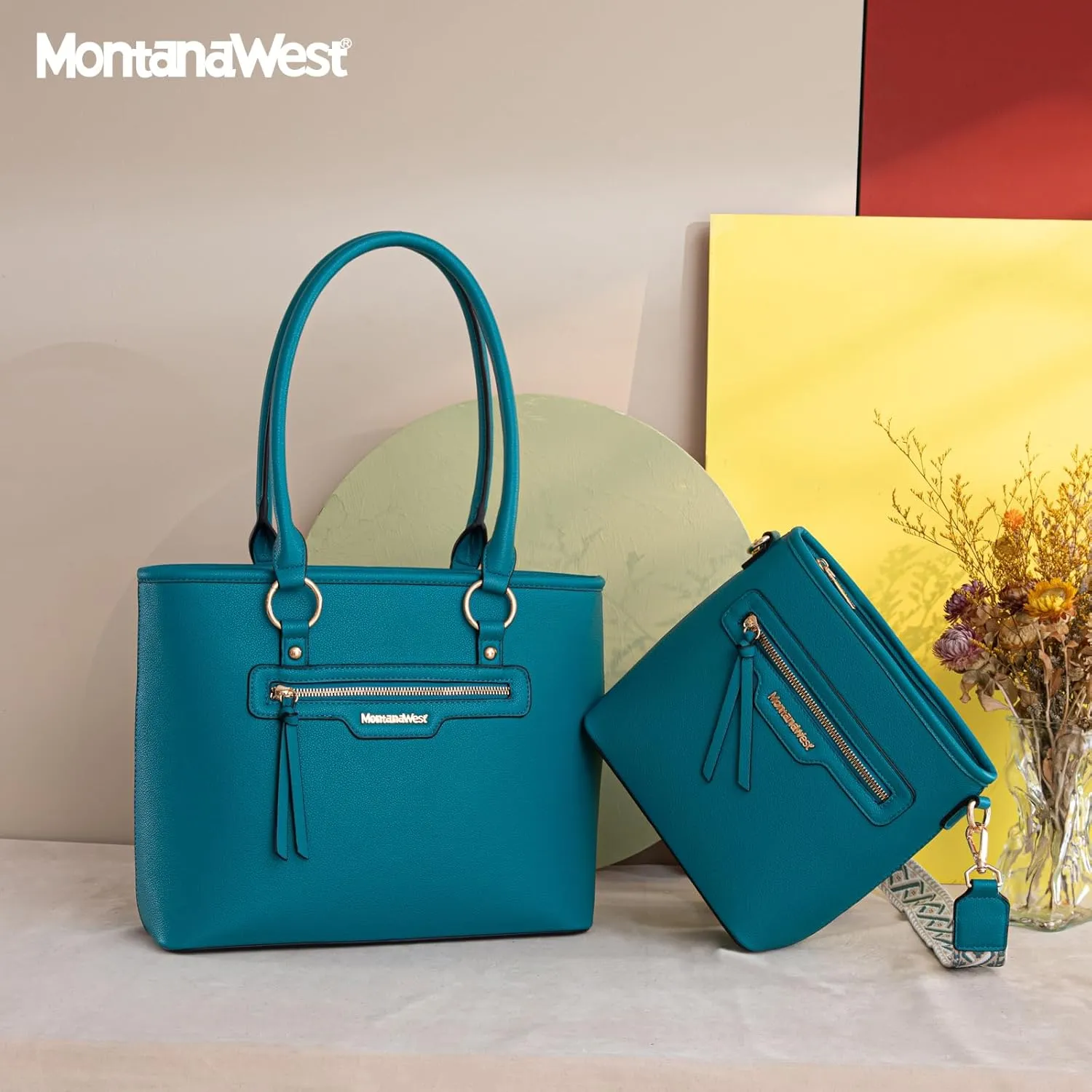 Montana West 2Pcs Handbags Sets for Women Large Tote Bags Cute Crossbody Purses