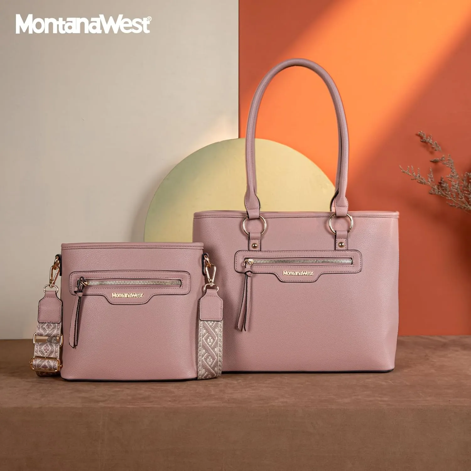 Montana West 2Pcs Handbags Sets for Women Large Tote Bags Cute Crossbody Purses