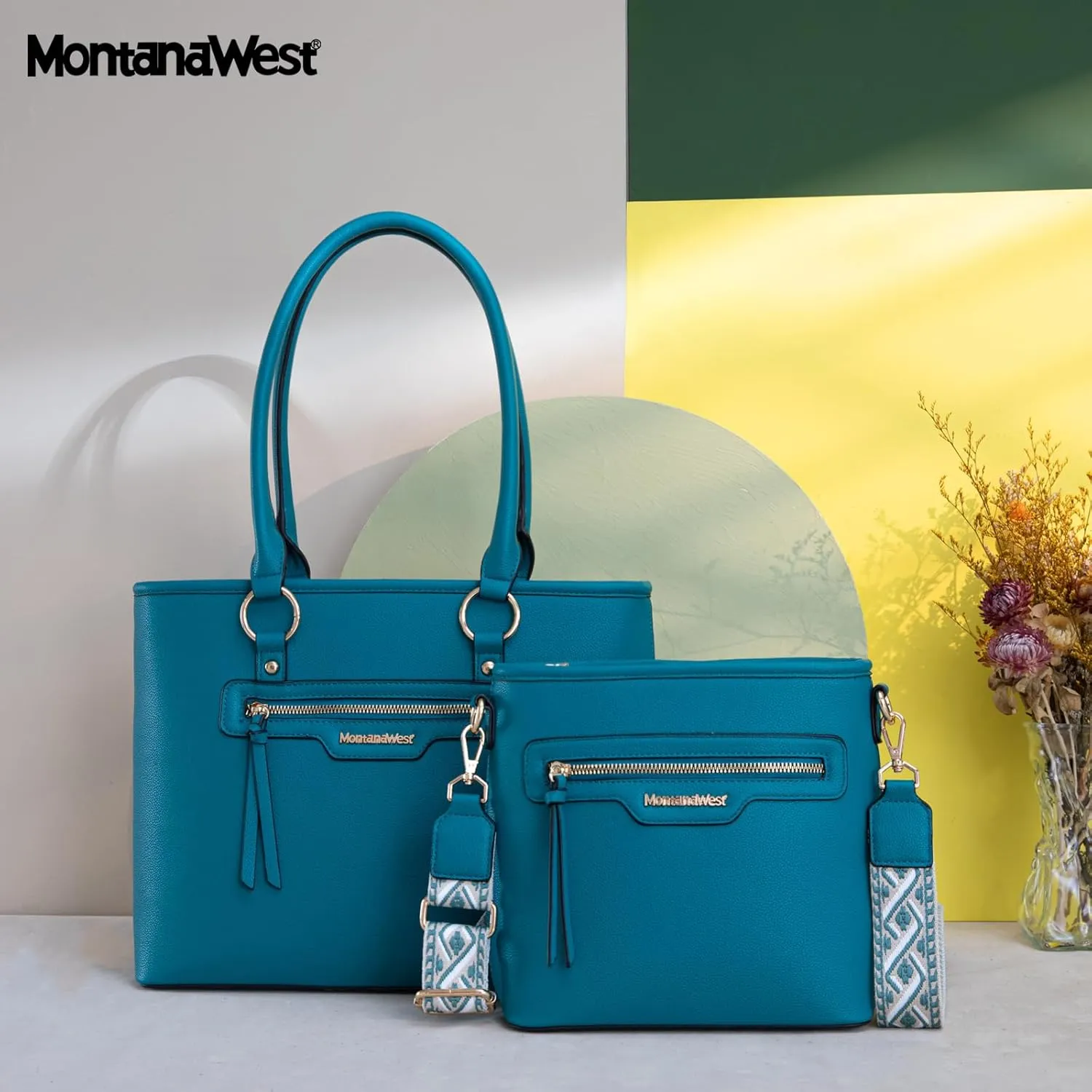 Montana West 2Pcs Handbags Sets for Women Large Tote Bags Cute Crossbody Purses