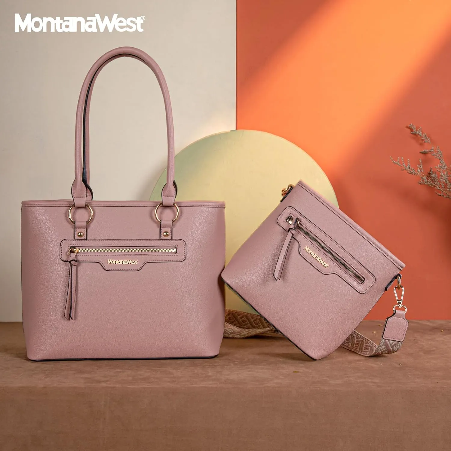Montana West 2Pcs Handbags Sets for Women Large Tote Bags Cute Crossbody Purses