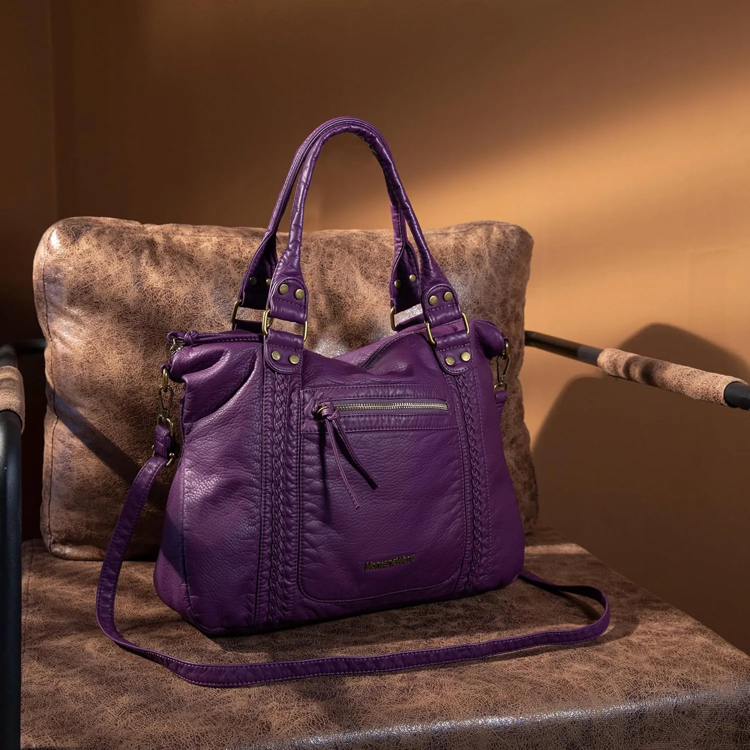 Montana West Washed Leather Hobo Bags for Women Roomy Handbags with Crossbody Strap