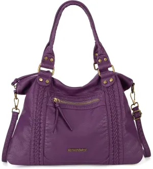Montana West Washed Leather Hobo Bags for Women Roomy Handbags with Crossbody Strap