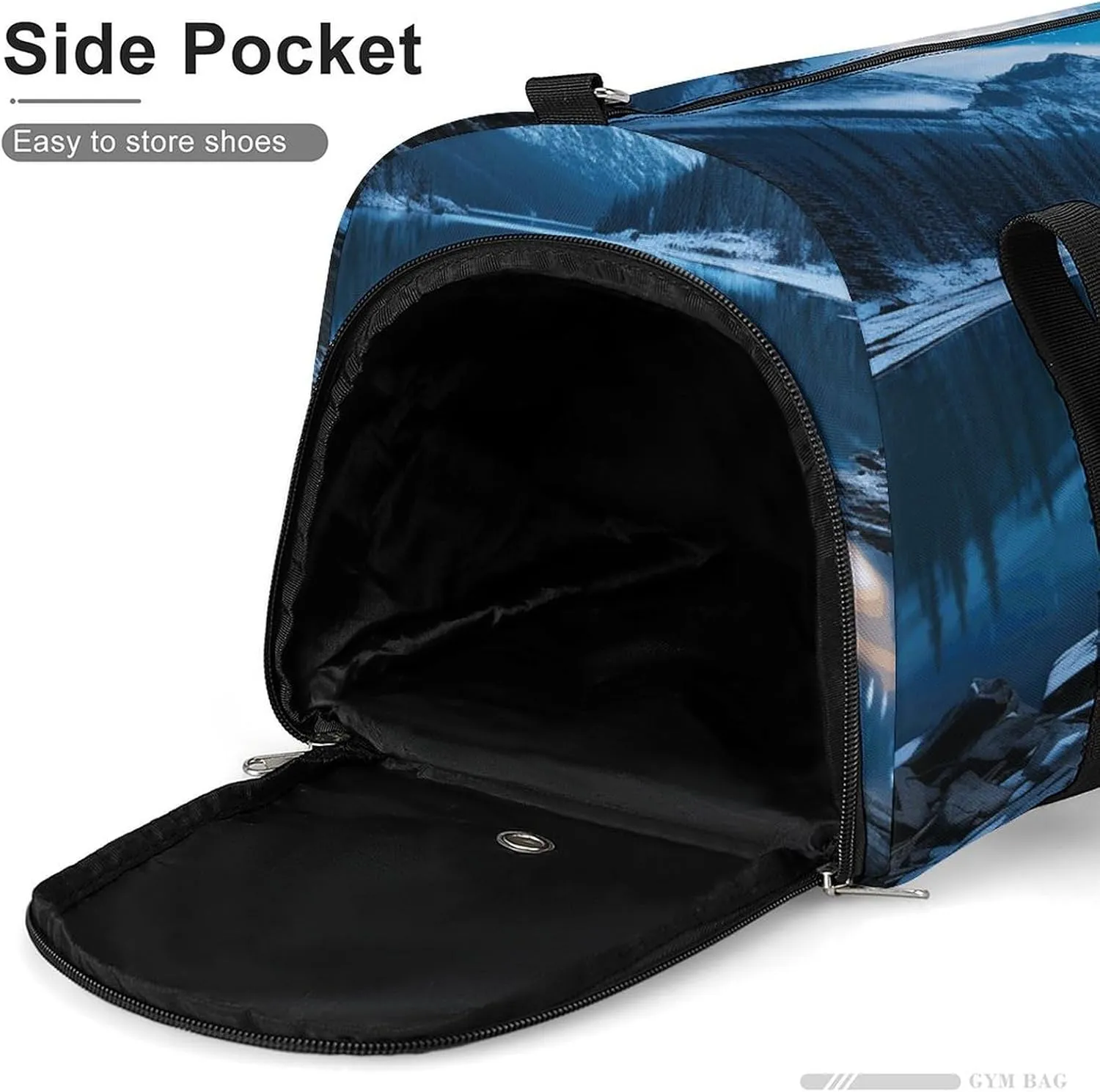 Moraine Lake in A Starry Winter Night Sports Gym Bag Carry on Holdalls for Men Small Duffel Bags for Women with Shoe Compartment