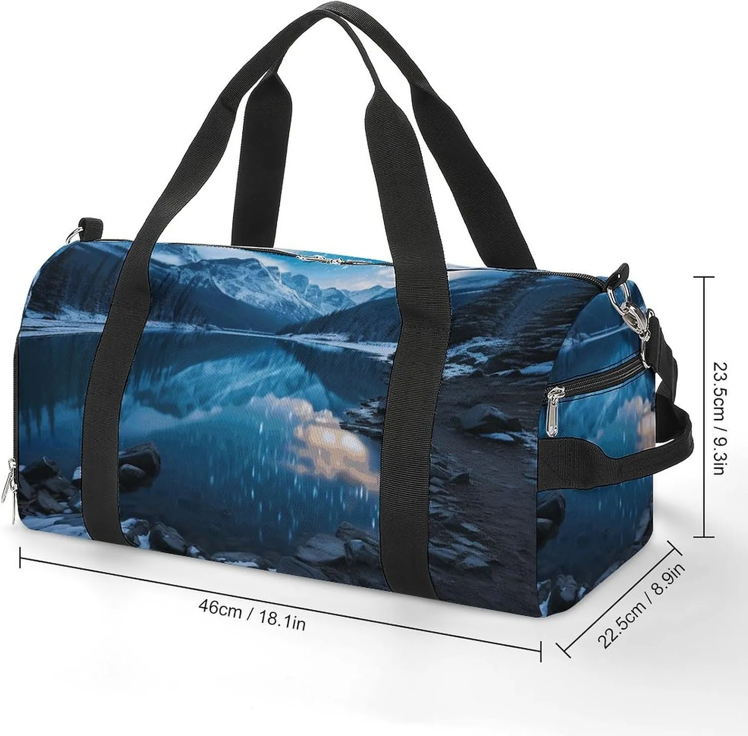 Moraine Lake in A Starry Winter Night Sports Gym Bag Carry on Holdalls for Men Small Duffel Bags for Women with Shoe Compartment