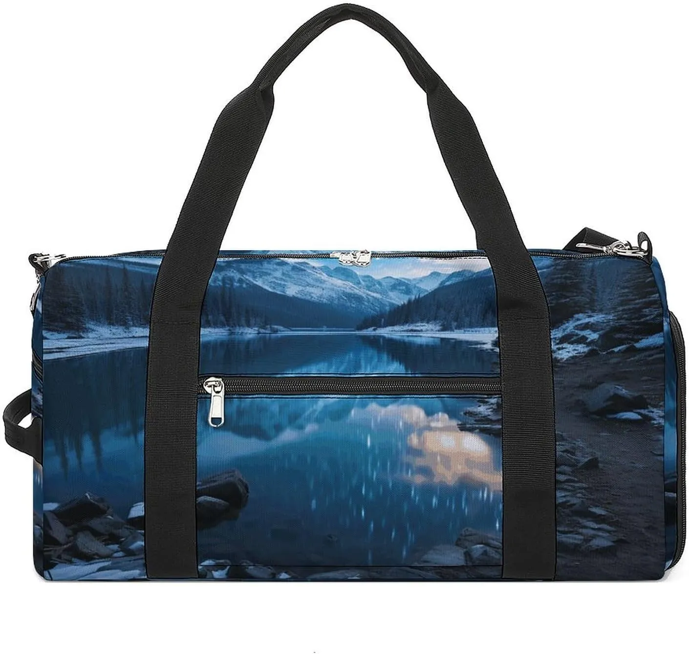 Moraine Lake in A Starry Winter Night Sports Gym Bag Carry on Holdalls for Men Small Duffel Bags for Women with Shoe Compartment