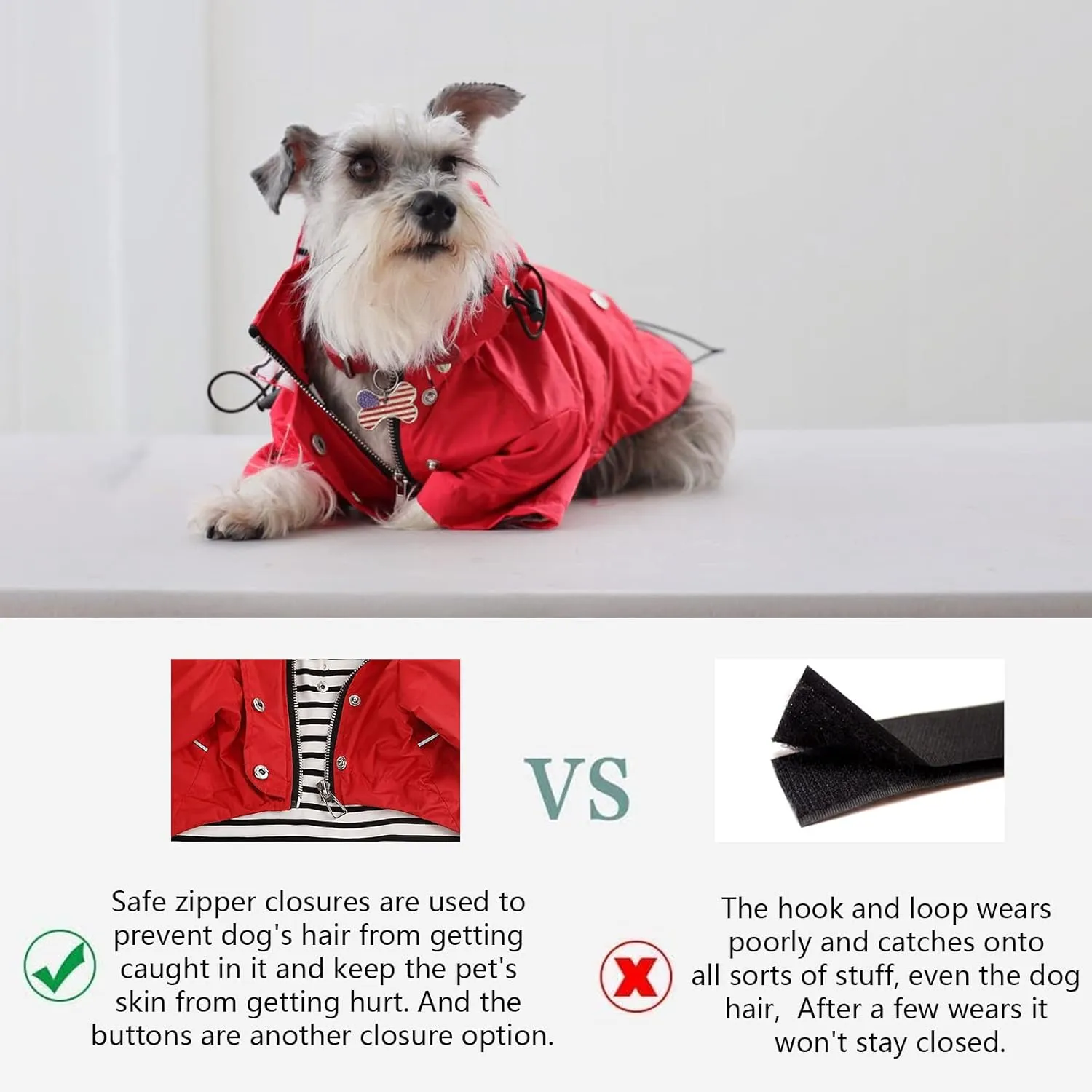 Morezi Dog Zip Up Raincoat with Reflective Buttons, Rain/Water Resistant, Adjustable Drawstring, Removable Hood, Raincoats with Legs 8lbs to 80lbs Available - Pink - S