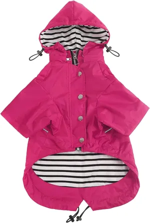 Morezi Dog Zip Up Raincoat with Reflective Buttons, Rain/Water Resistant, Adjustable Drawstring, Removable Hood, Raincoats with Legs 8lbs to 80lbs Available - Pink - S