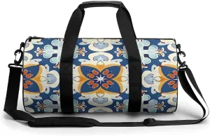 Moroccan Ottoman Trellis Floral Motifs Lightweight Gym Bag for Men Women Travel Duffel Bag Sports Workout Bag with Adjustable Strap