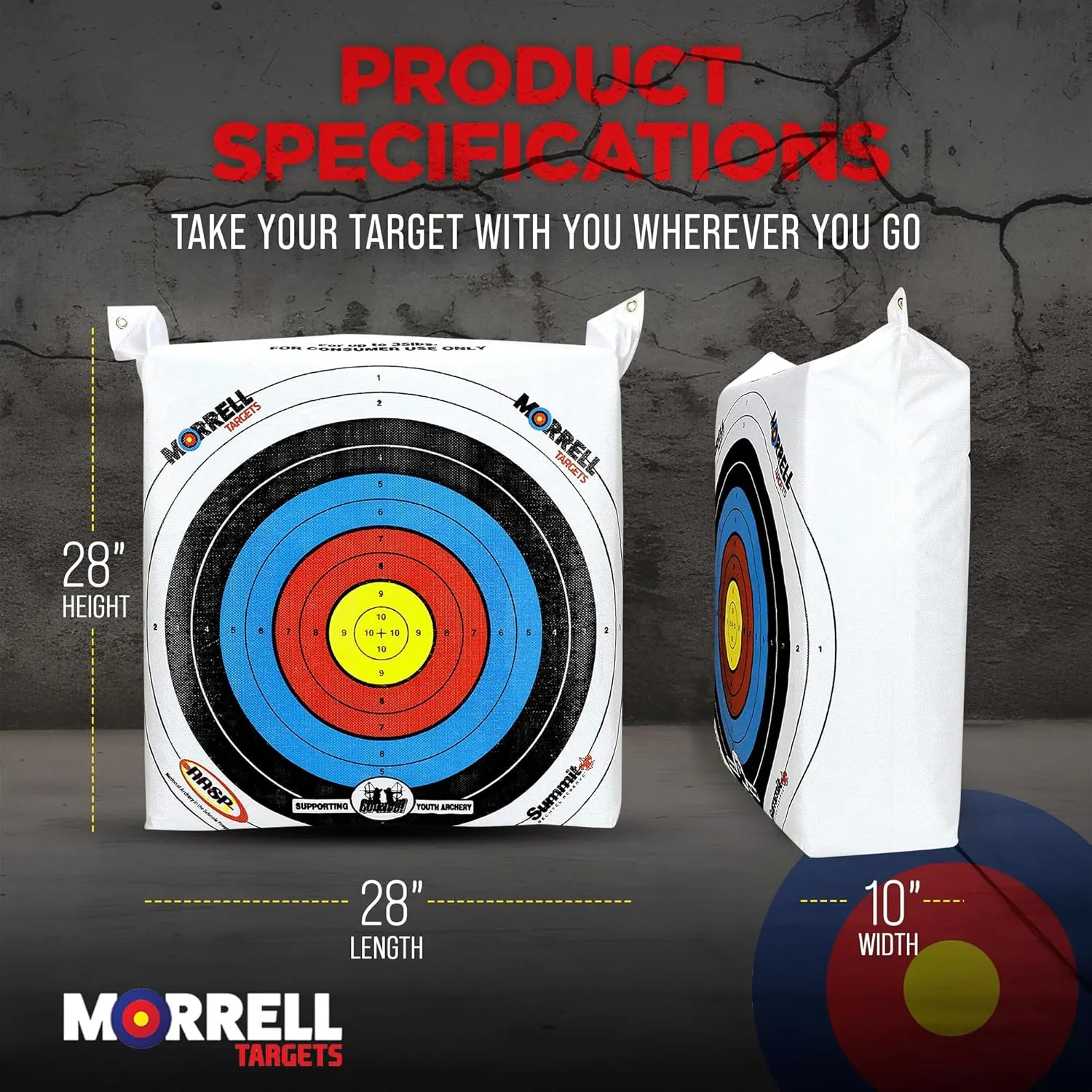 Morrell Lightweight Outdoor Portable Youth Kids Range NASP Field Point Archery Bag Target with 2 Sides and 4 Shooting Spots for 30 Pound Bows