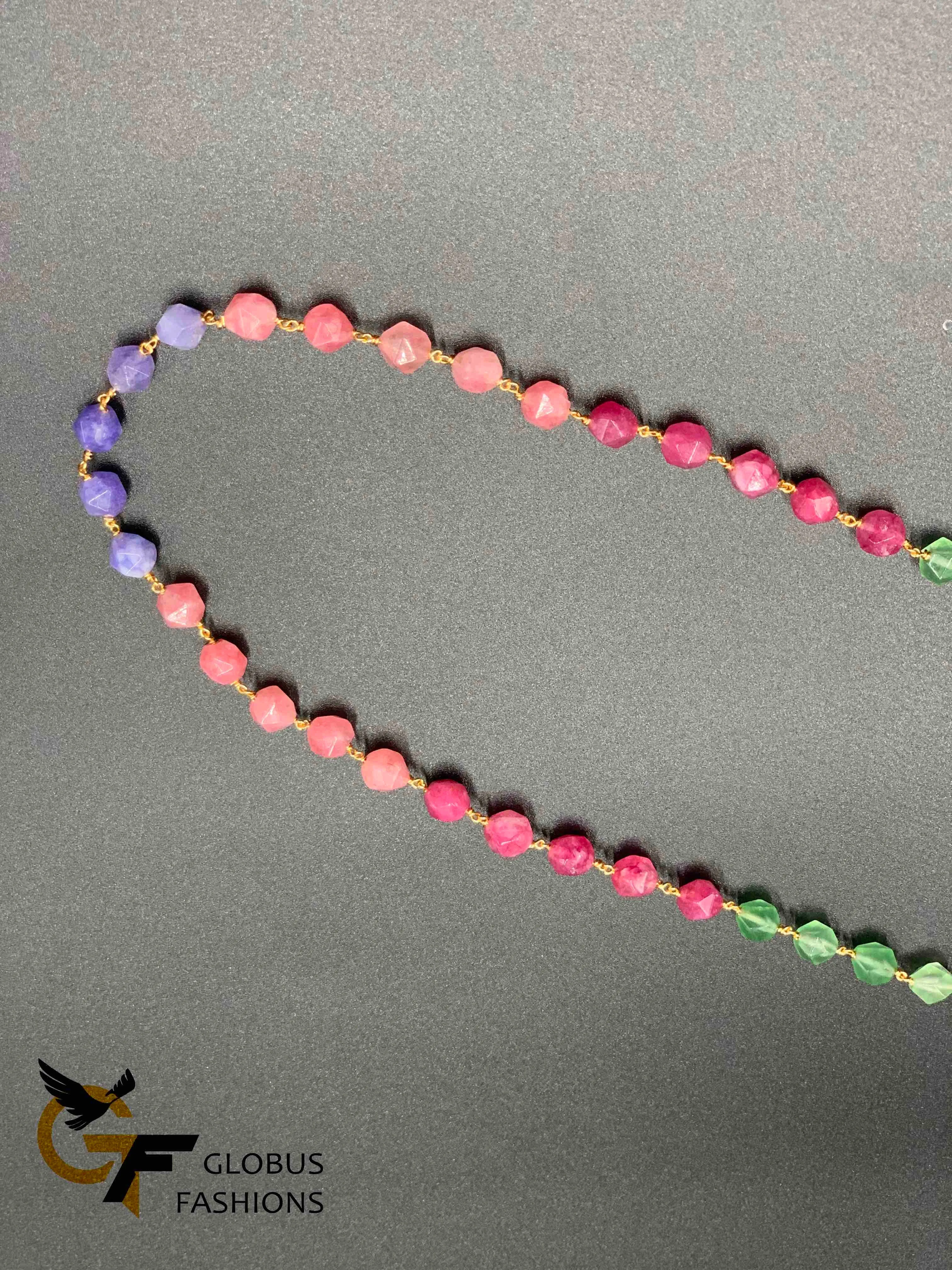Multicolor beads with light purple beads single line chain