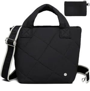 MYHOZEE Small Puffer Tote Bag, Quilted Crossbody Bags for Women Puffy Nylon Shoulder Purses Lightweight Mini Handbags