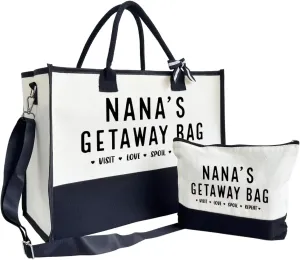 Nana Gift, Nana's Getaway Bag, Canvas Beach Bag, Canvas Tote Bag for Women, Birthday Gifts for Women Her Nana, Visit Love Spoil Bag, Nana Bag for Picnic Shopping Holiday Camping, Design Beach Tote
