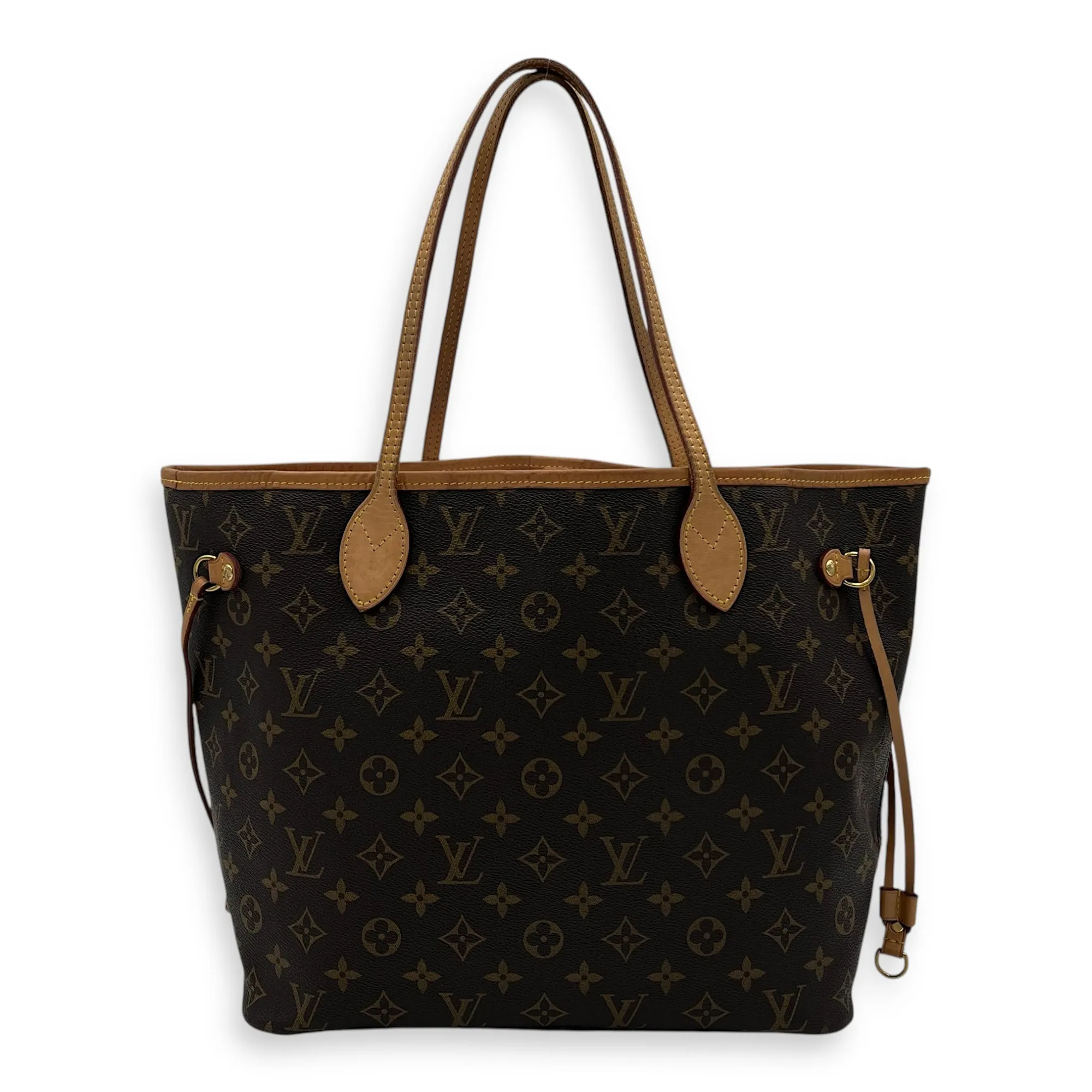 Neverfull MM Brown Tote Bag in Monogram Coated Canvas, Gold hardware