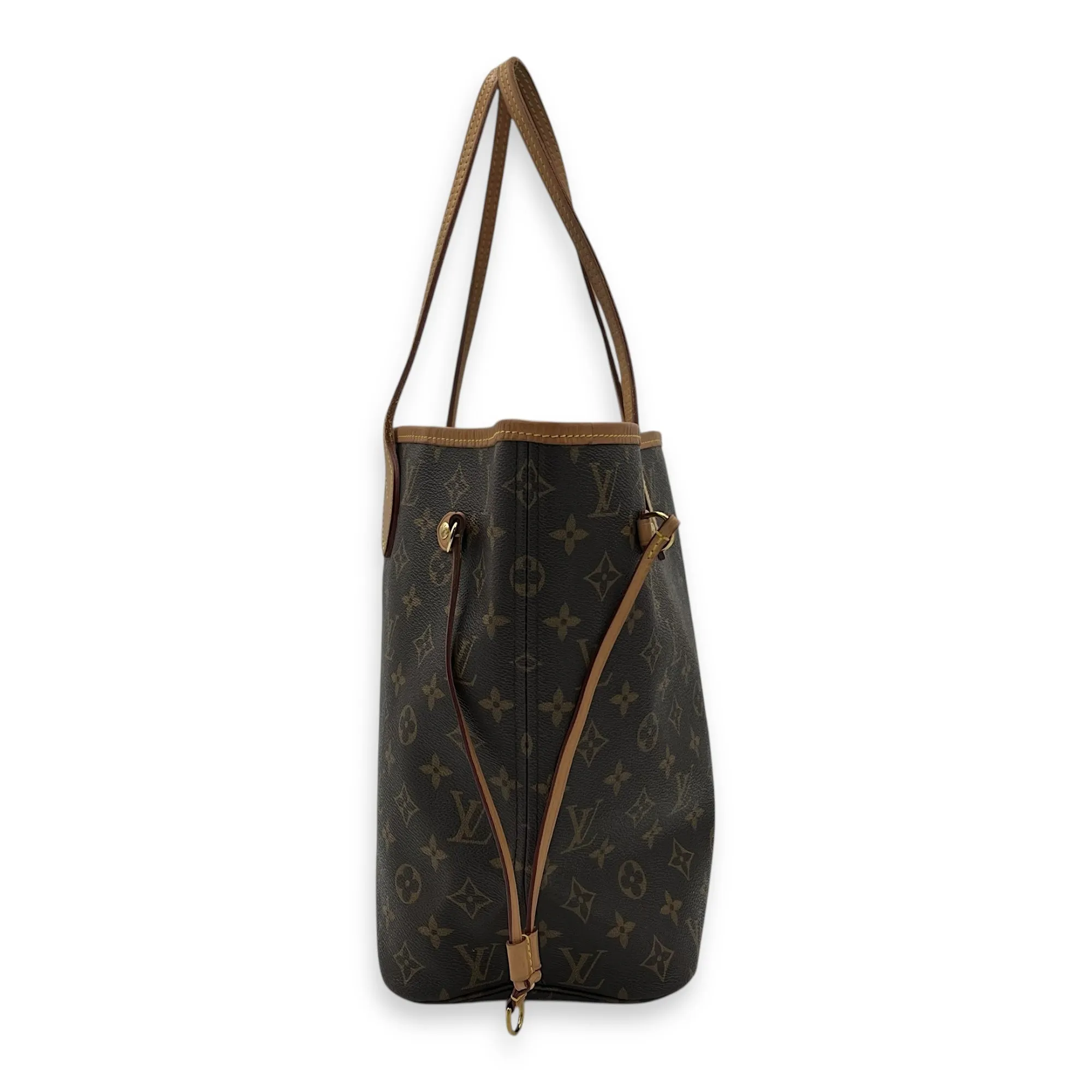 Neverfull MM Brown Tote Bag in Monogram Coated Canvas, Gold hardware